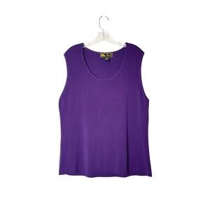 Mirasol Purple Knit Tank Top Sleeveless Shirt Women XL Rayon Nylon Top